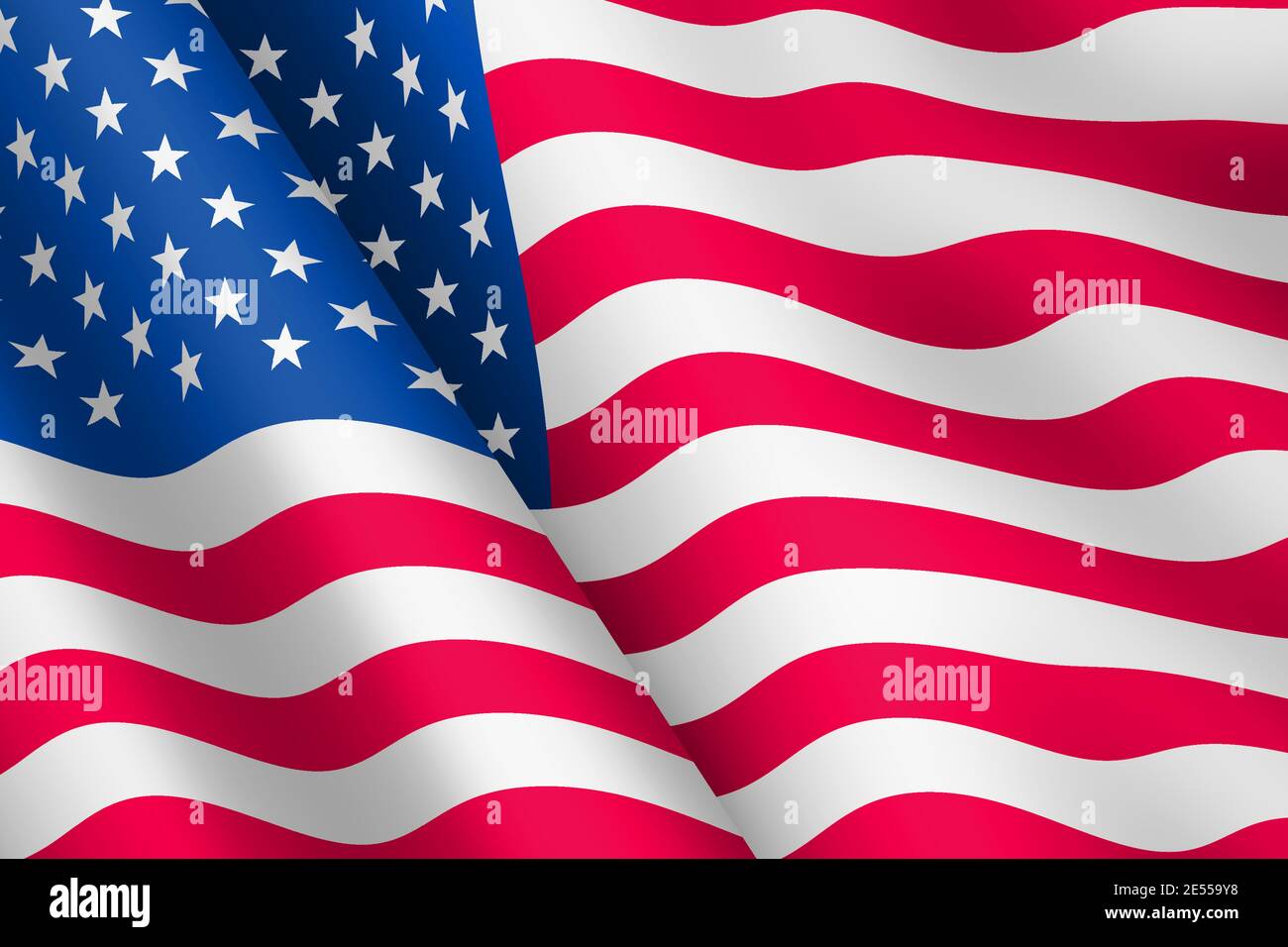 Etats-Unis d'Amérique drapeau de l'ondulation du vent en 3d illustration étoiles et rayures de la vieille gloire Banque D'Images
