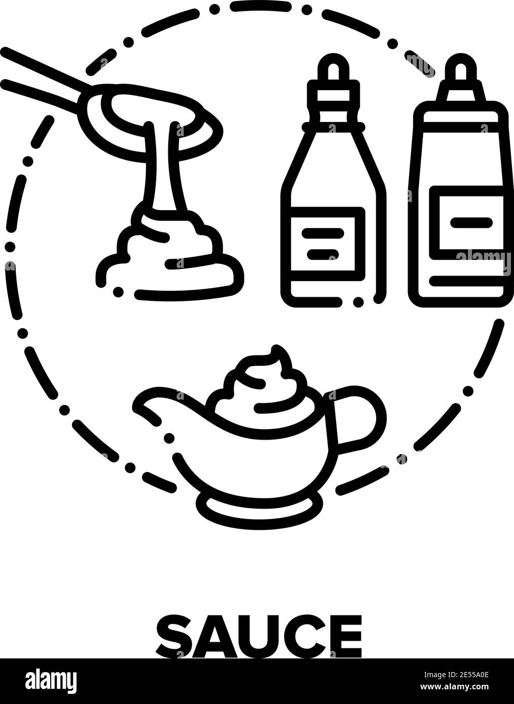 Sauce aromatisant Vector concept illustrations noires Illustration de Vecteur