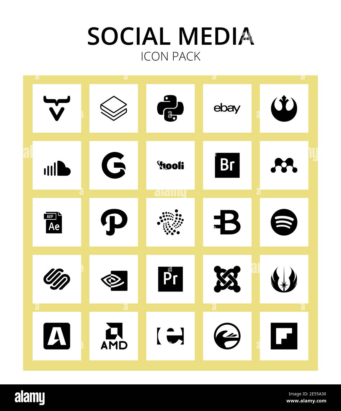 Pack de 25 social logo iota, After Effects, gofore, type de fichier, mendeley modifiable Vector Design Elements Illustration de Vecteur