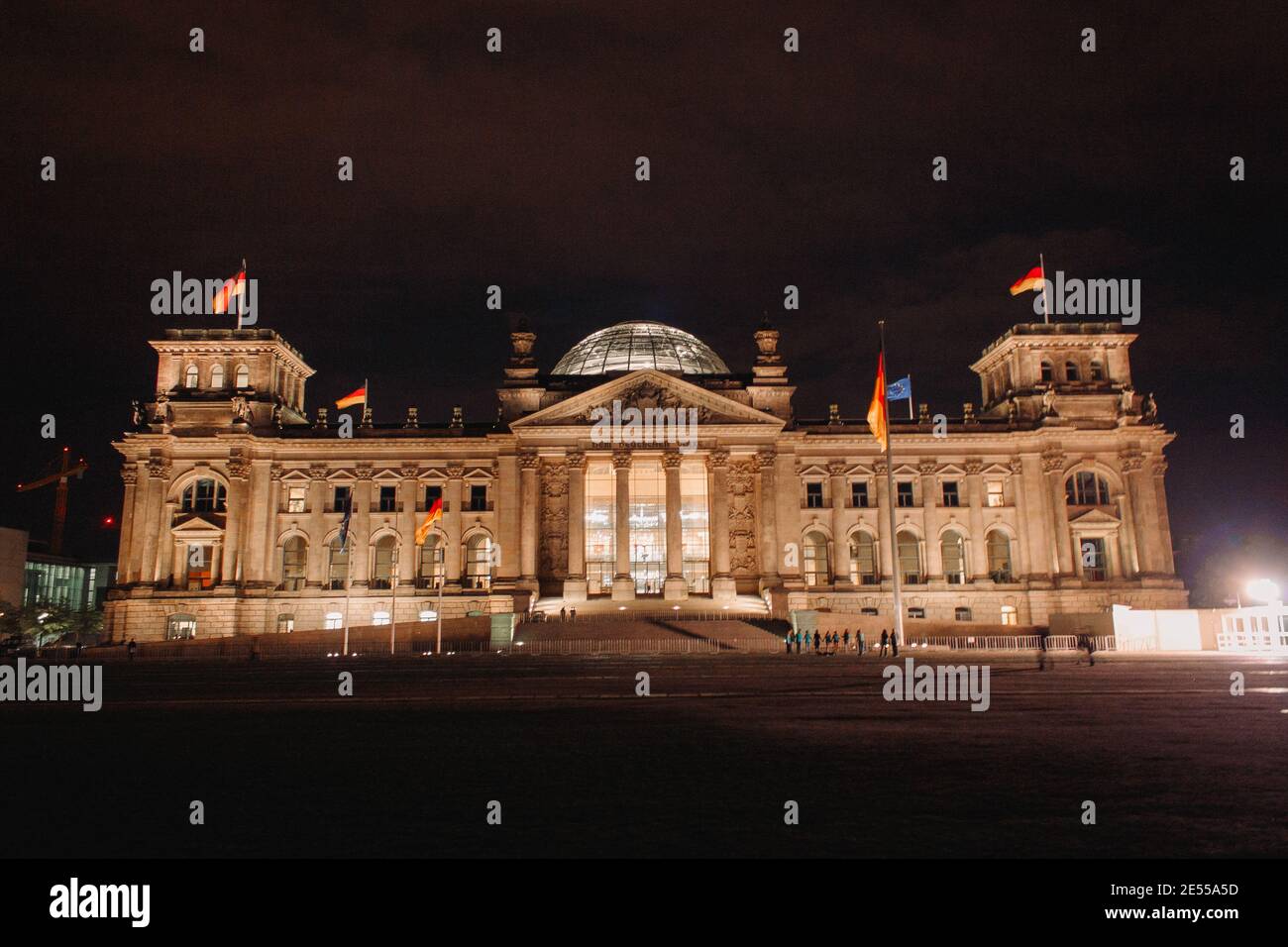 Berlin Reichstag de nuit, Allemagne. Parlement allemand. Banque D'Images