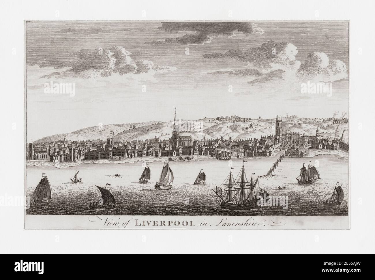 Vue sur le front de mer de Liverpool sur le fleuve Mersey, Lancashire, Angleterre au milieu du XVIIIe siècle. Banque D'Images
