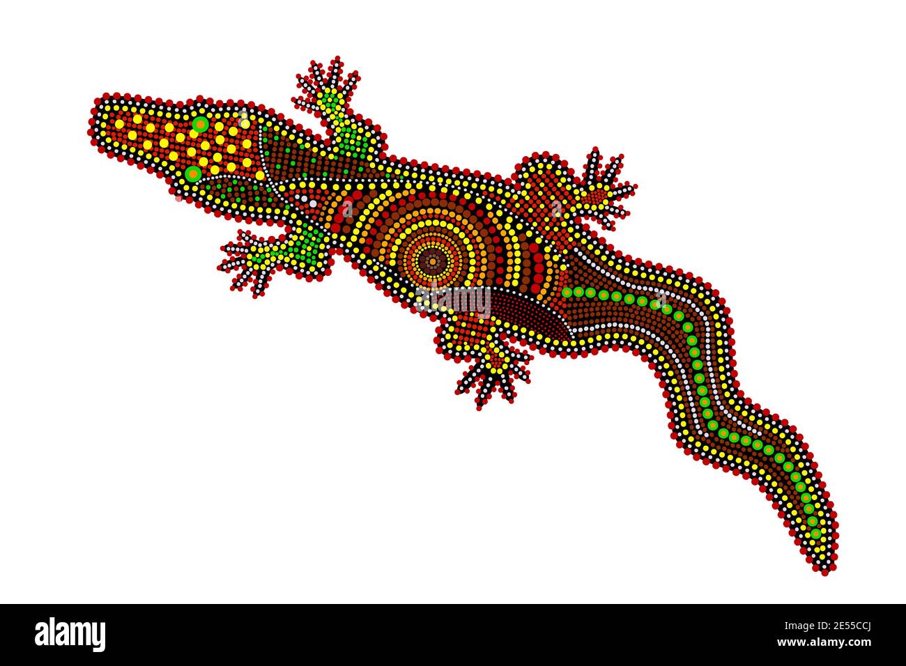 Crocodile isolé sur fond blanc. Australie peinture à pois crocodile aborigène. Alligator aborigène. Style ethnique décoratif.vecteur de stock Illustration de Vecteur