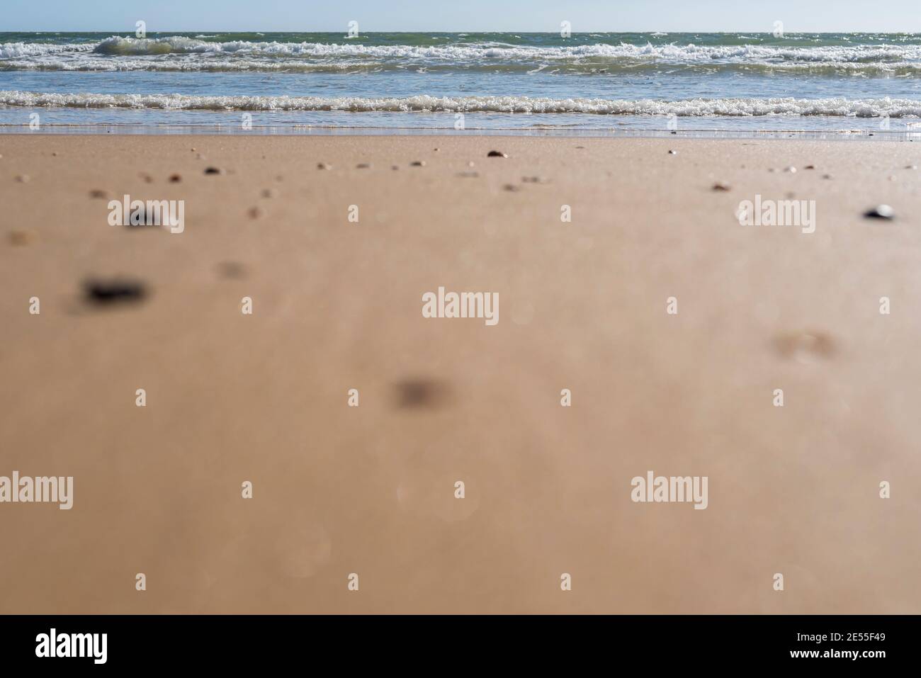 plage sable et vagues, arrière-plan avec espace de copie et foyer sélectif Banque D'Images