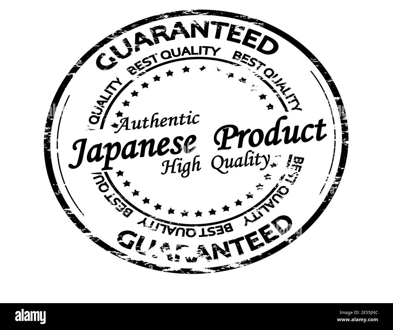 Tampon en caoutchouc avec texte produit japonais à l'intérieur, illustration vectorielle Banque D'Images