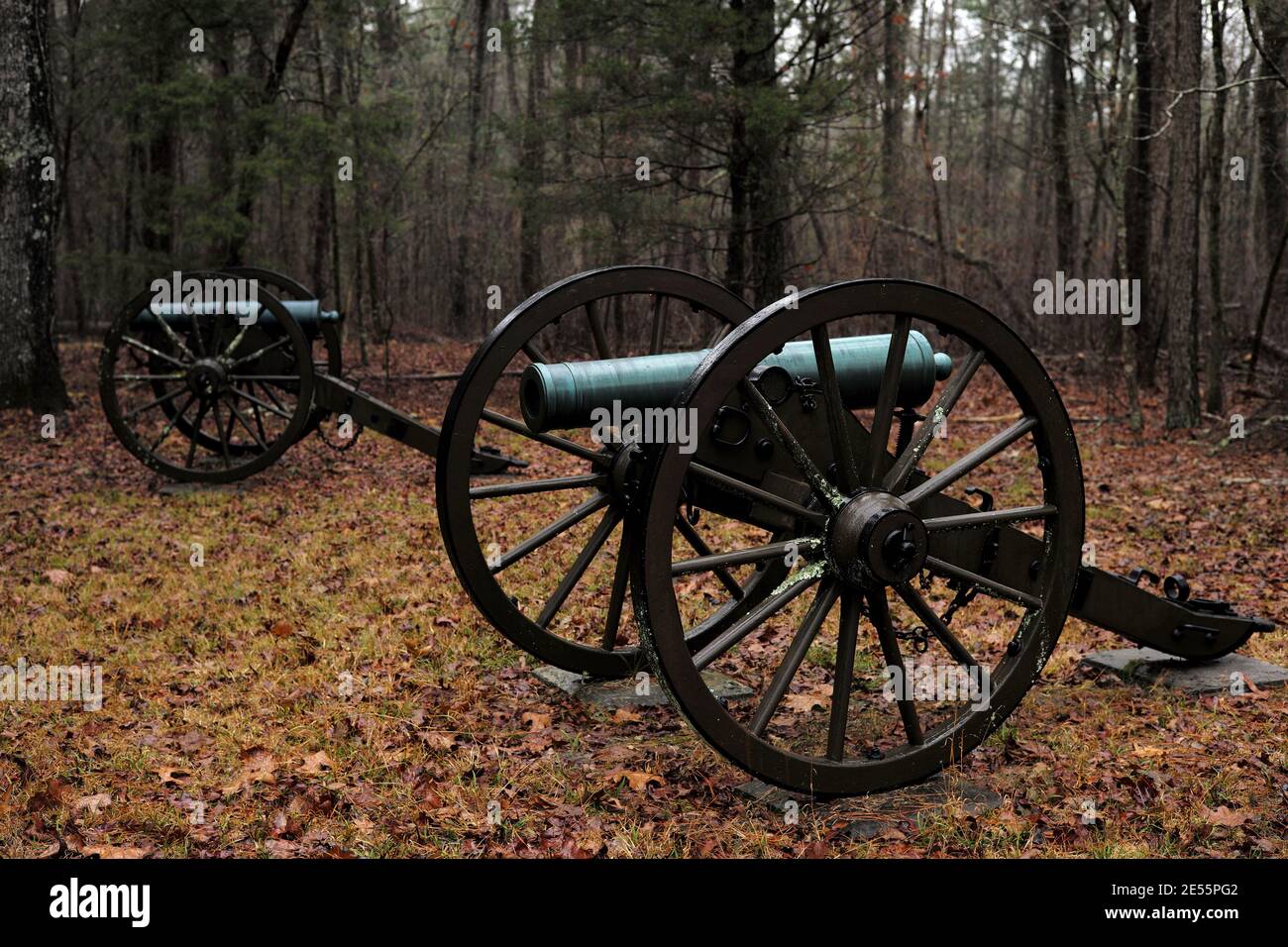 Obusier et canons Napoléon au parc militaire national de Chickamauga & Chattanooga en Géorgie. Banque D'Images