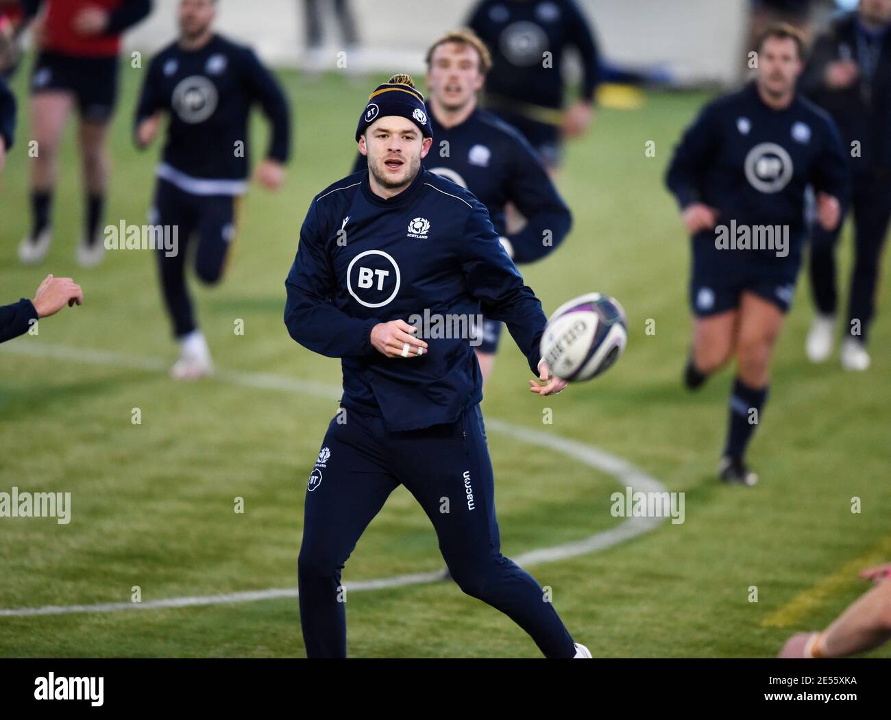 Édimbourg, . Écosse, Royaume-Uni. 26 janvier 2021. Rugby Guinness six Nations. ScotlandÕs Blair Kinghorn lors de la session d'entraînement en Écosse au Centre sportif Oriam, Riccarton, Édimbourg. Écosse, Royaume-Uni. Crédit : Ian Rutherford/Alay Live News. Crédit : Ian Rutherford/Alay Live News Banque D'Images