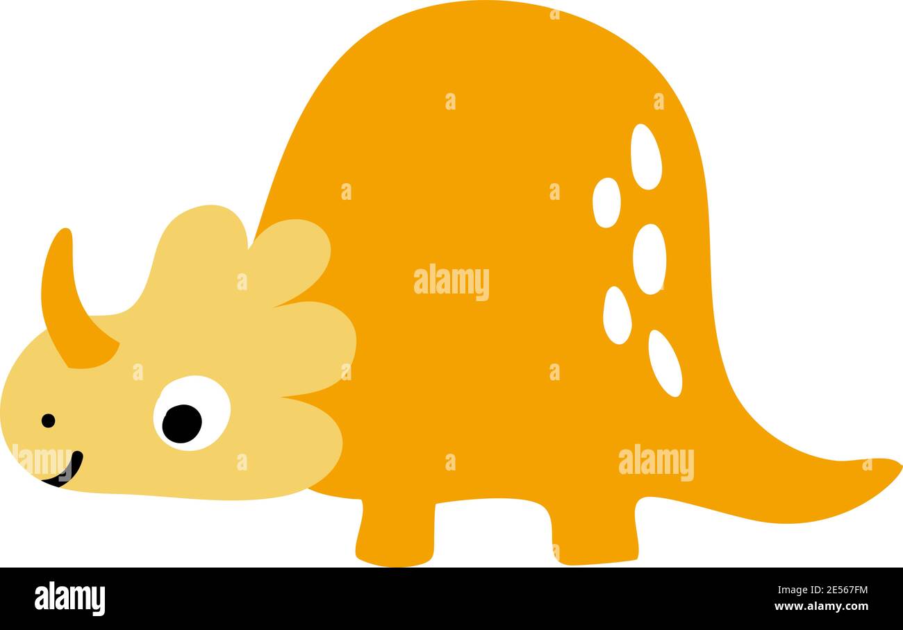 Petit dinosaure orange mignon. Illustration vectorielle scandinave pour colorier le dessin animé d'une image. Image dino enfant isolée sur blanc. Bébé monstre Illustration de Vecteur