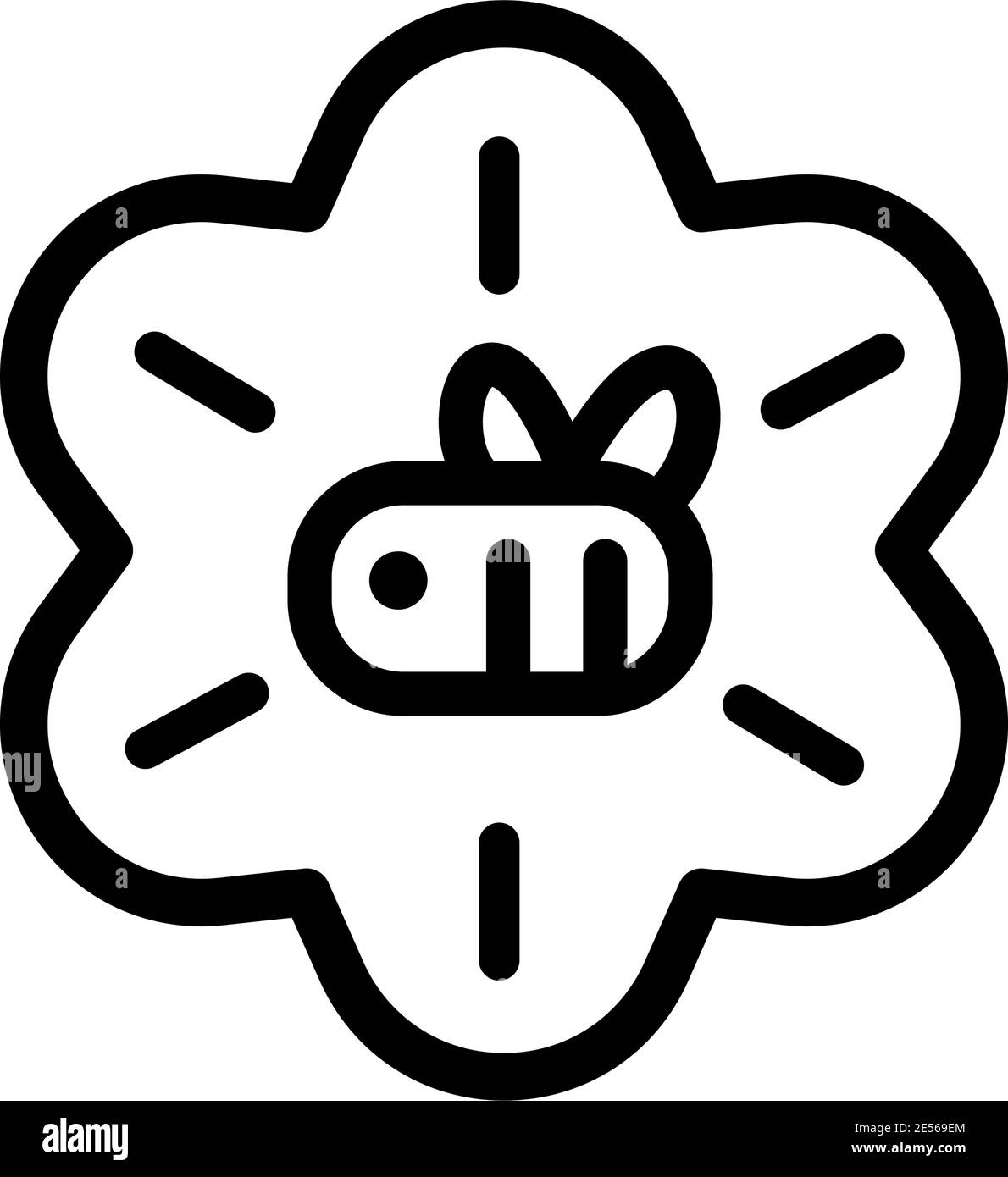Abeille sur fleur, apiaire, apiculture simple ligne de couleur icône ou logo. Illustration de Vecteur