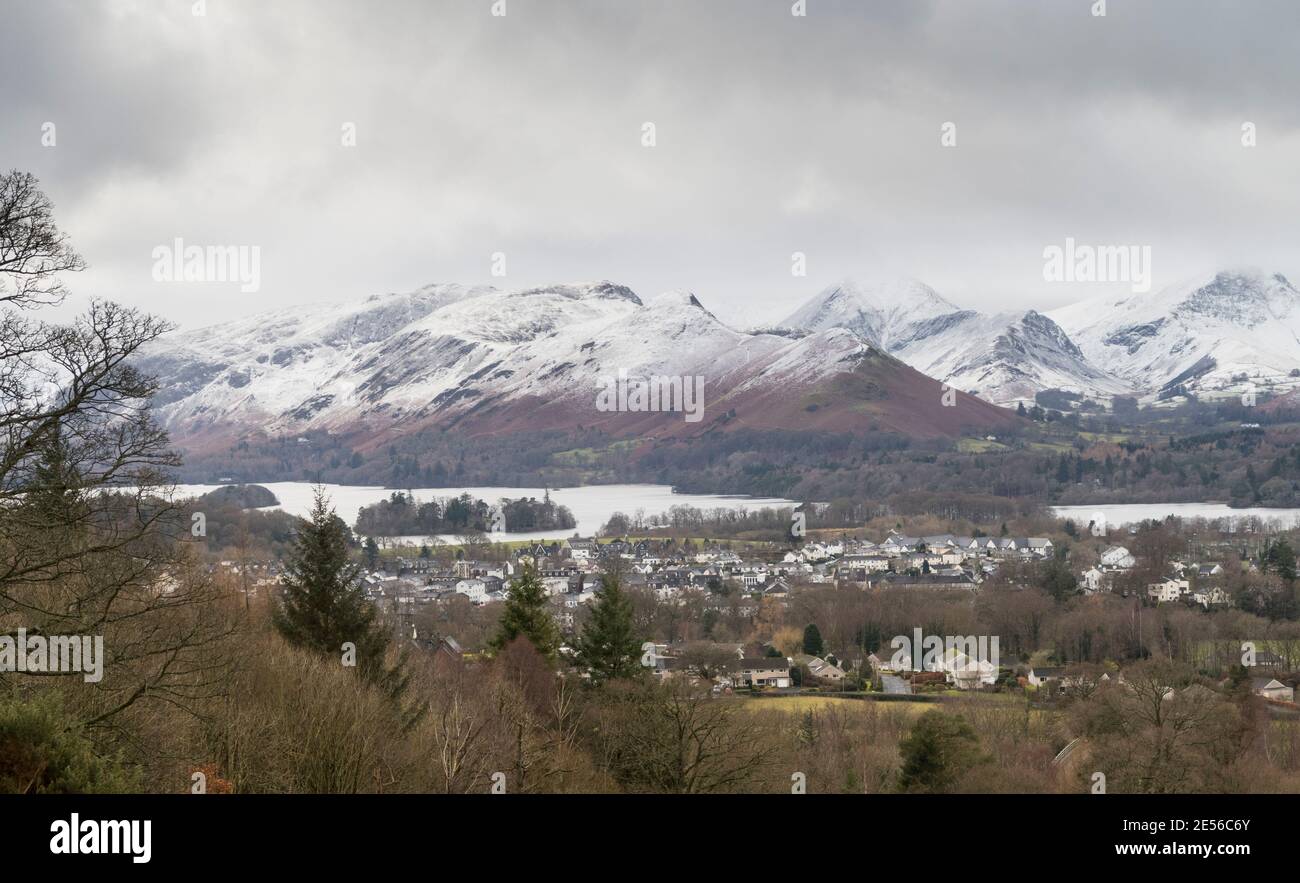Des coquillages pour chats au-delà de Derwent Water et Keswick. Banque D'Images
