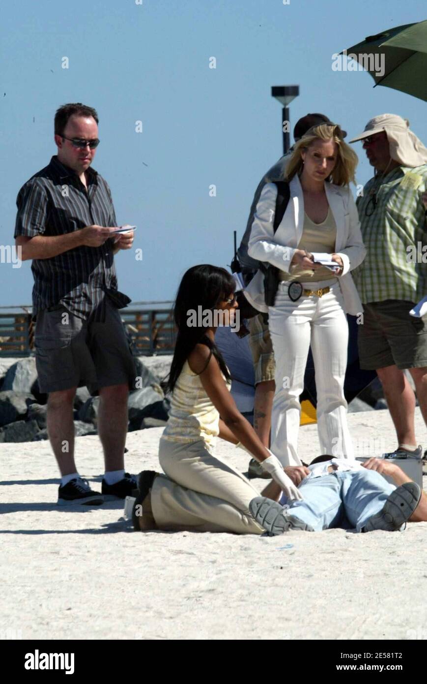 Exclusif !! CSI Miami films épisodes sur Miami Beach, les membres de la troupe incluent David Caruso, Khandi Alexander, Emily Procter et Rex Linn. 4/17/07. [[mab]] Banque D'Images