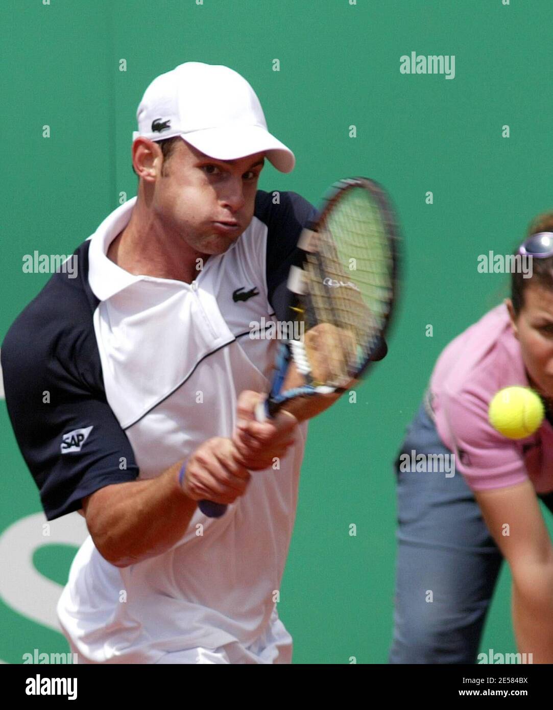 ATP Master Series 'Internazionali BNL d'Italia 2007' match entre Andy Roddick, USA, et Gaston Gaudio, Argentine, dans le Foro Italico à Rome, Italie. 5/9/2007. [[cal]] Banque D'Images