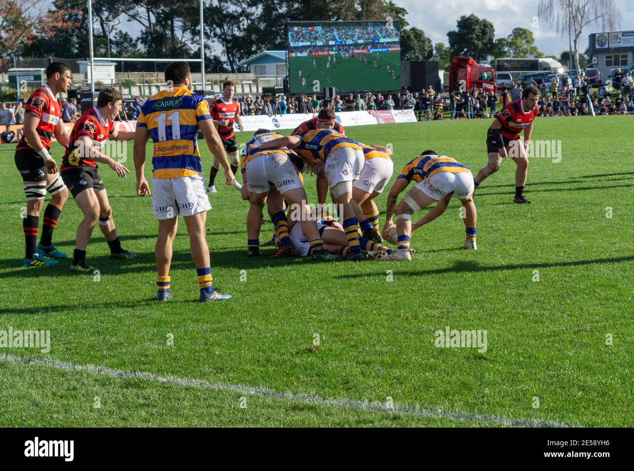 TAURANGA, NOUVELLE-ZÉLANDE - 1er septembre 2018 ; Rugby au domaine de Tauranga, équipe de Bay of Plenty Steamers jouant à Canterbury dans le championnat national. Banque D'Images