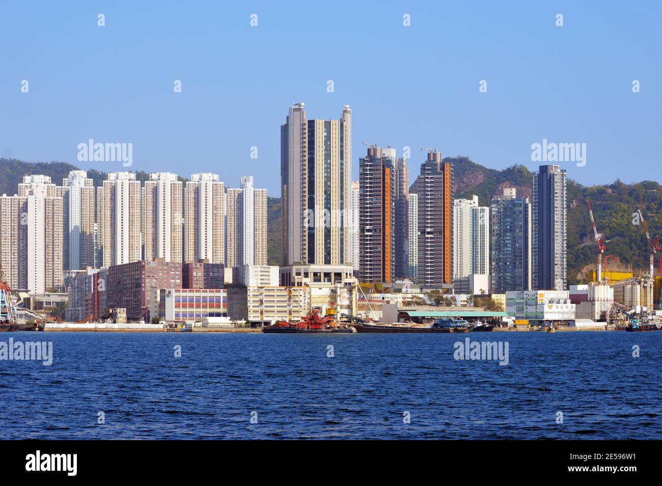 Horizon de Yau Tong (油塘), Kowloon, Hong Kong Banque D'Images