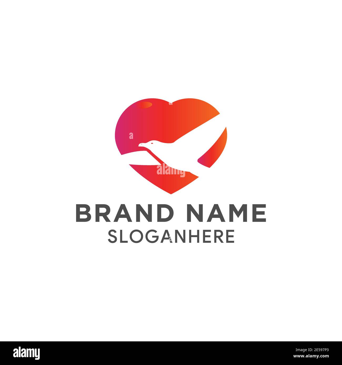 Espace négatif oiseau en forme de logo d'amour vecteur Illustration de Vecteur