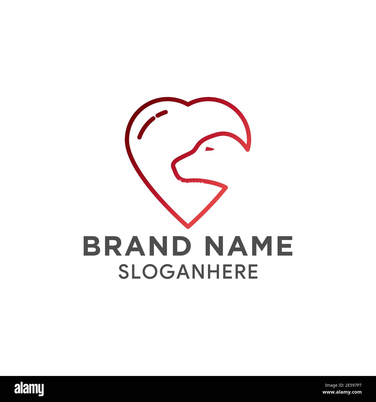 Chien d'espace négatif en forme de logo d'amour Illustration de Vecteur