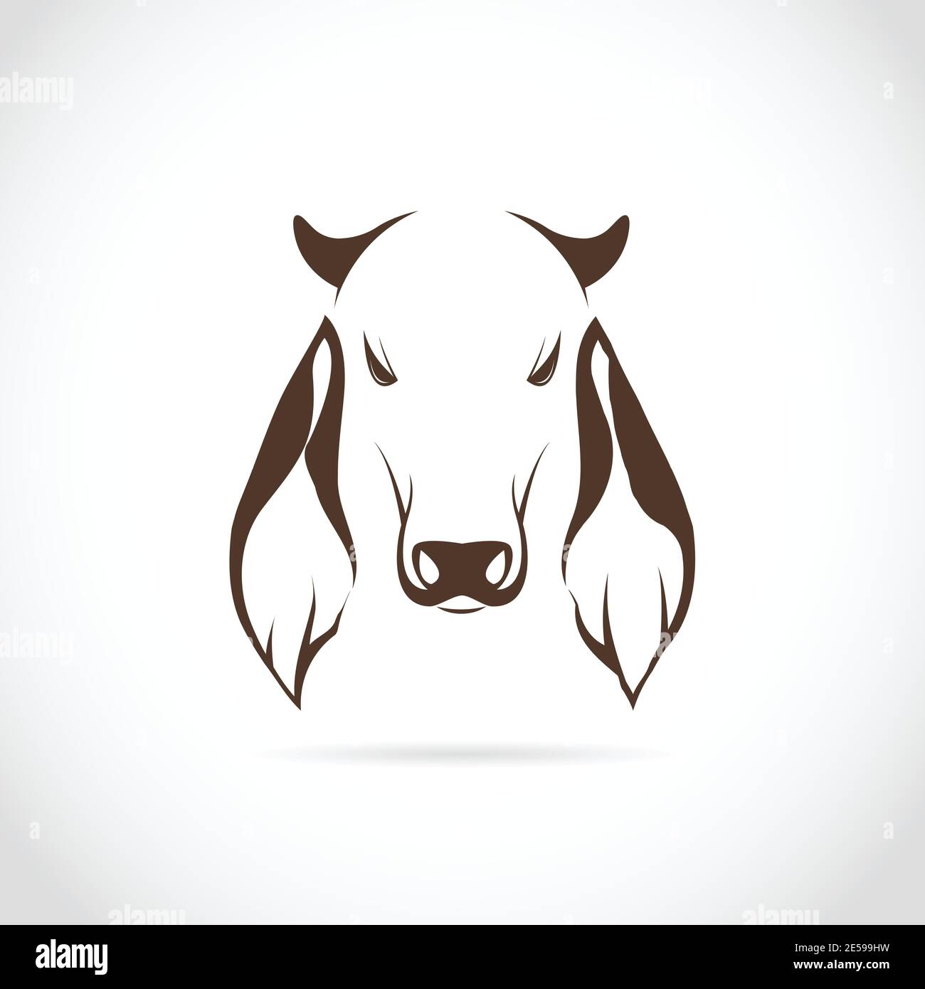 Vecteur de tête de vache sur fond blanc. Illustration vectorielle superposée facile à modifier. Animal de ferme. Illustration de Vecteur