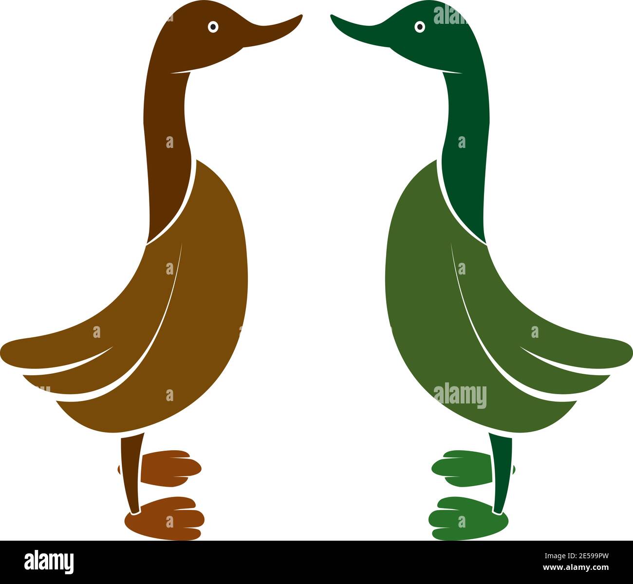 Vecteur de canard sur fond blanc. Illustration vectorielle superposée facile à modifier. Animal de ferme. Illustration de Vecteur