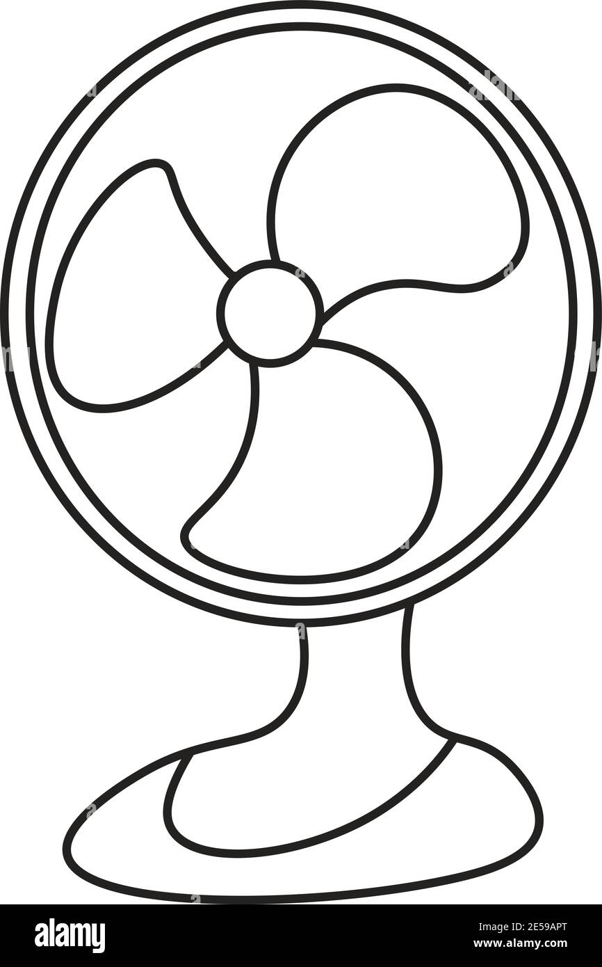 Icône de ventilateur, objet noir sur fond blanc. Objet unique modifiable isolé. Illustration de Vecteur