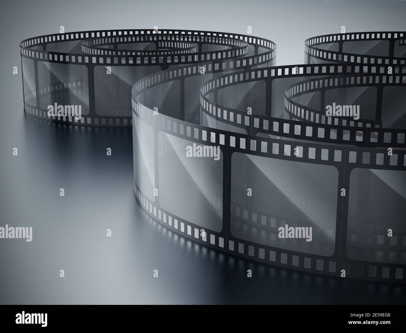 Film vintage sur fond sombre. Illustration 3D. Banque D'Images