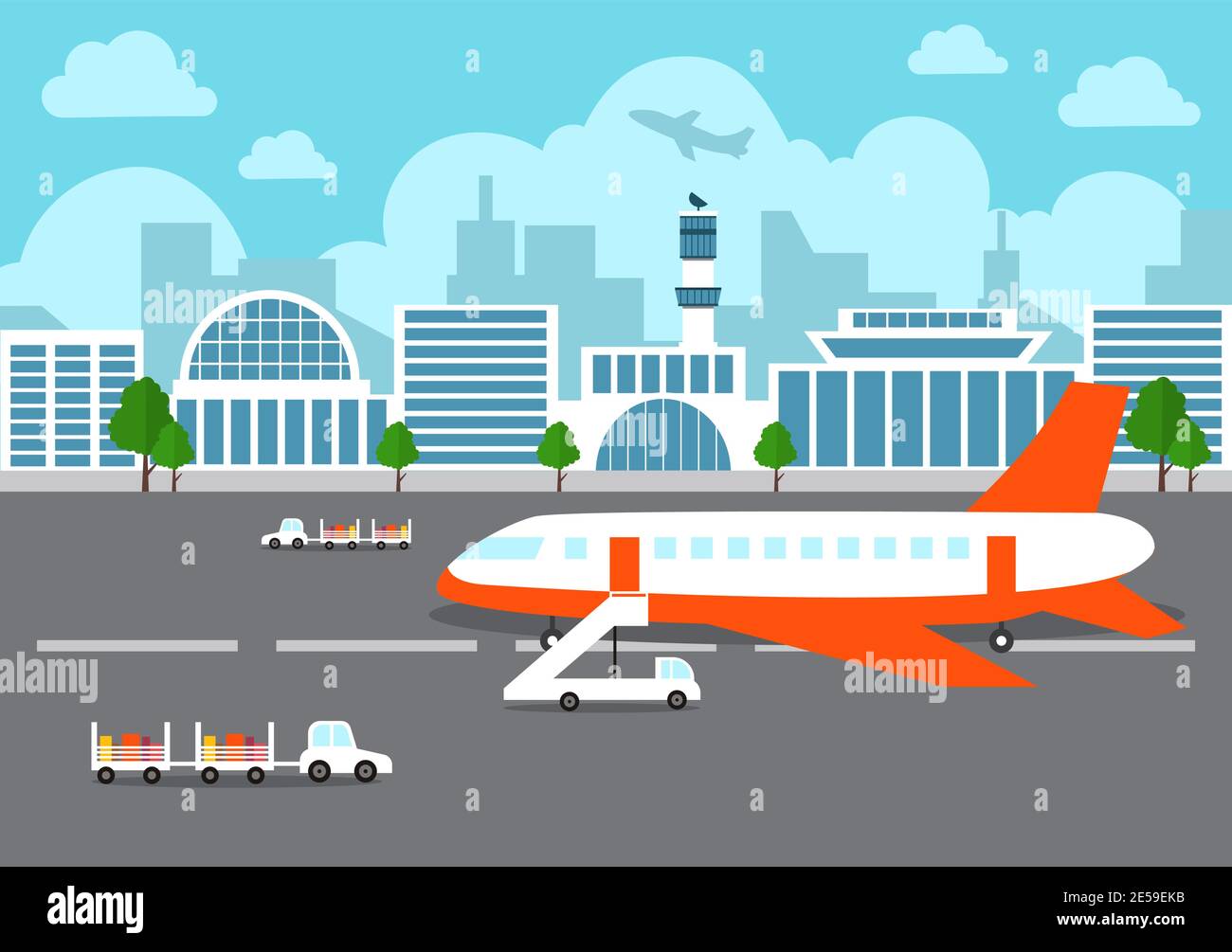 Aérogare avec décollage d'avions infographiques et différent Types de transport éléments modèles Illustration du vecteur Illustration de Vecteur