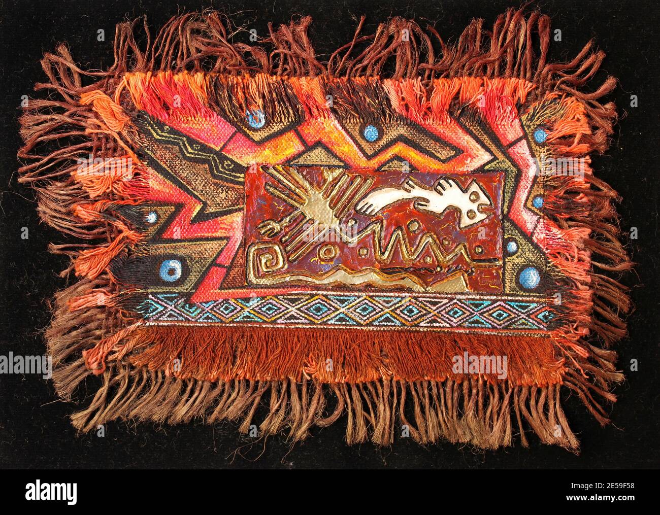 Tissé coloré et orné d'Art de la ligne de Nazca Banque D'Images