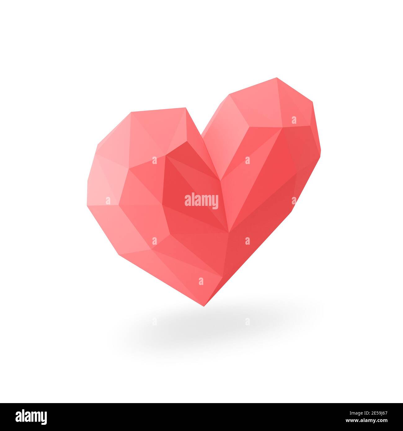 L'icône rouge en forme de coeur en polypoly. Rendu 3D Banque D'Images