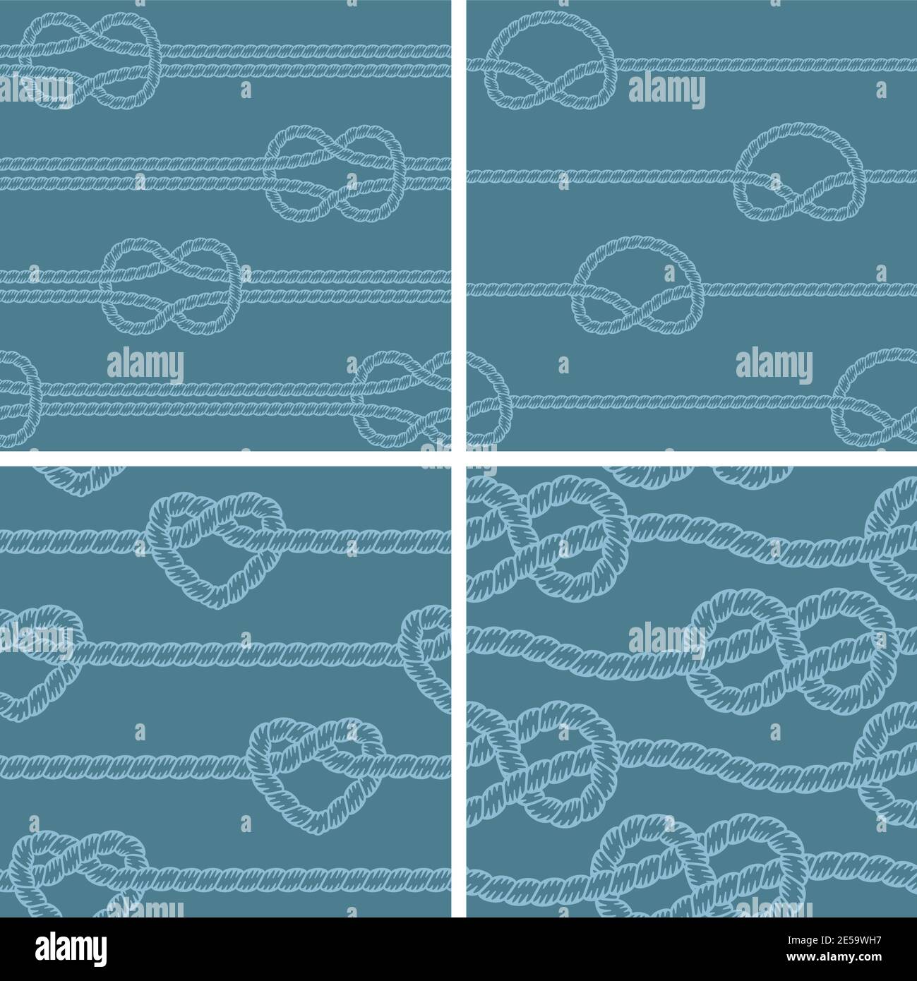 Quatre versions différentes de vecteurs sans couture faits de cordes nautiques. Illustration de Vecteur