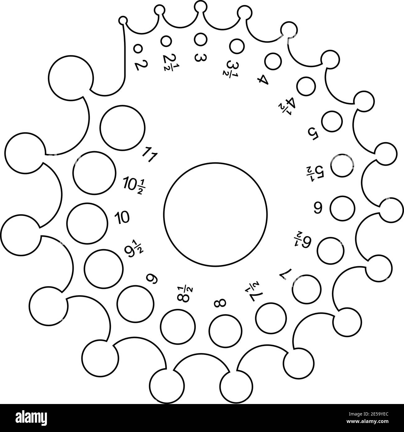 Jauge pour mesurer les trous et les ronds. Icônes de traits fins Illustration de Vecteur