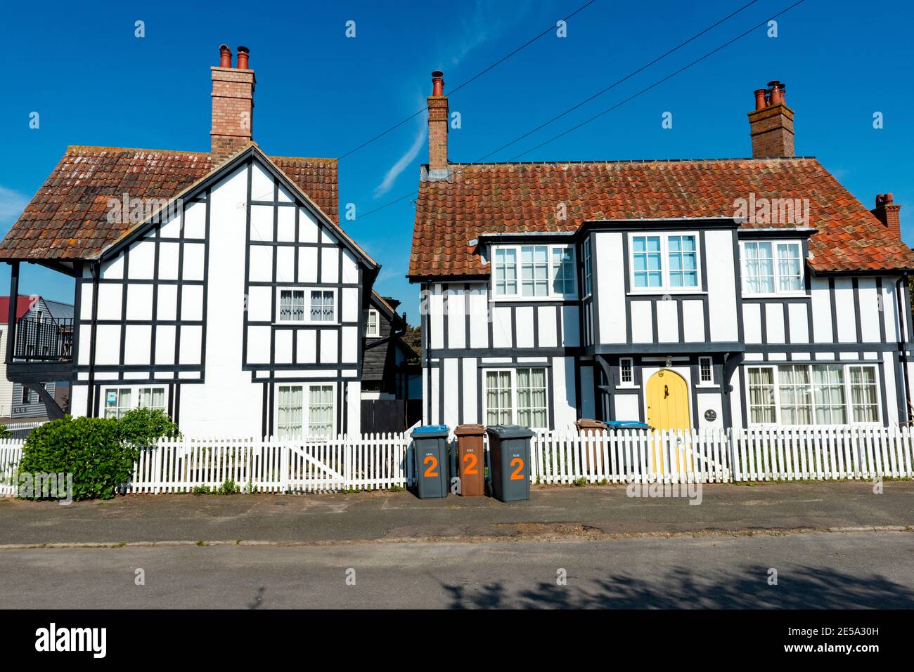 Maisons encadrées de bois Thropeness Suffolk Banque D'Images