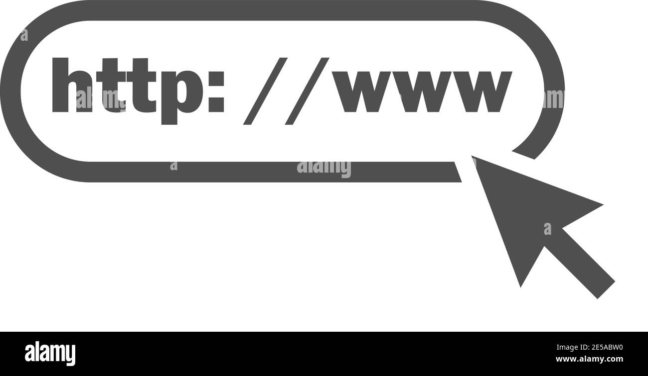 Icône www. Icône du site Web. Icône www avec curseur à main de style plat Illustration de Vecteur