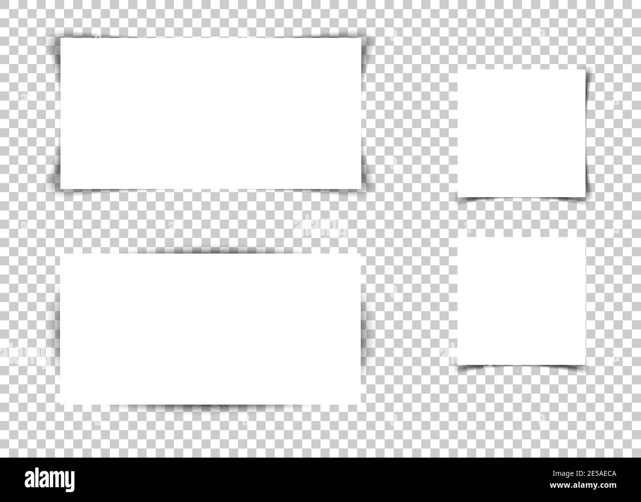 Définissez des bannières blanches avec des ombres sur un arrière-plan vectoriel transparent Illustration de Vecteur
