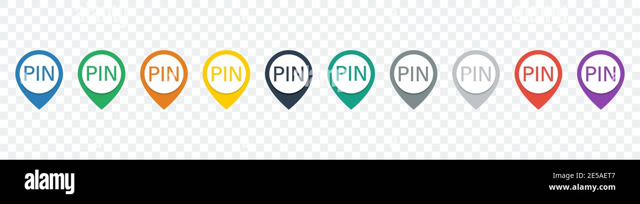 Ensemble de broches de positionnement. Pointeurs de carte. Icônes PIN. Icônes de pointeur Illustration de Vecteur