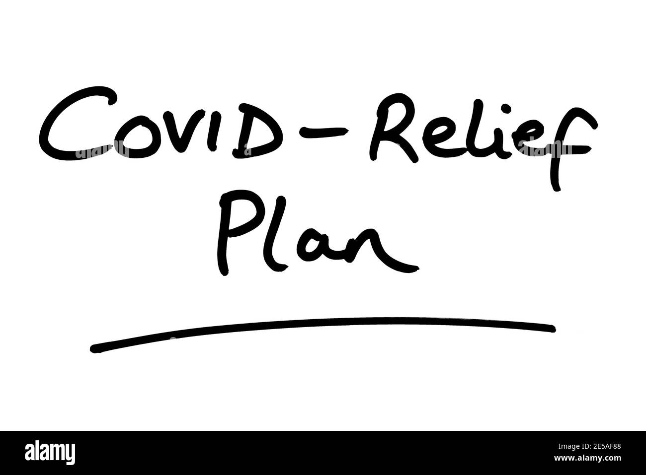 Plan de secours COVID, manuscrit sur fond blanc. Banque D'Images