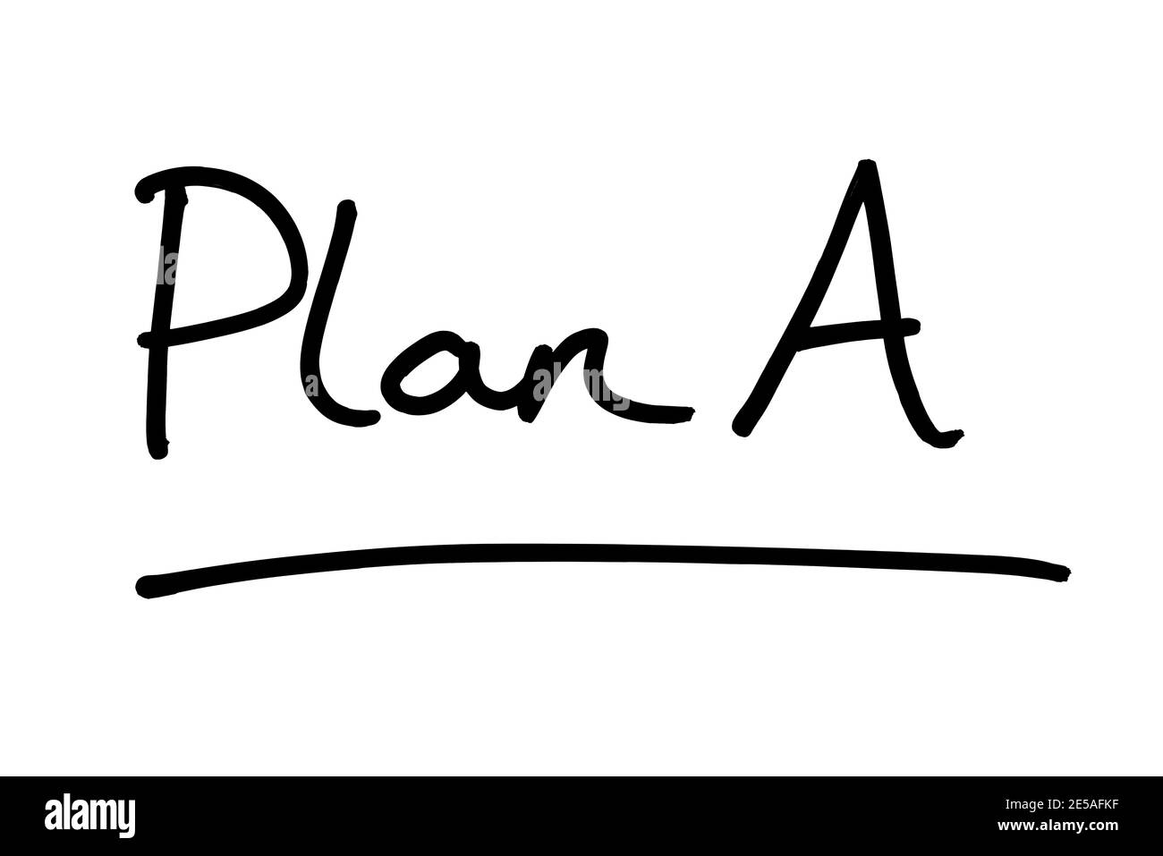 Plan A, manuscrit sur fond blanc. Banque D'Images