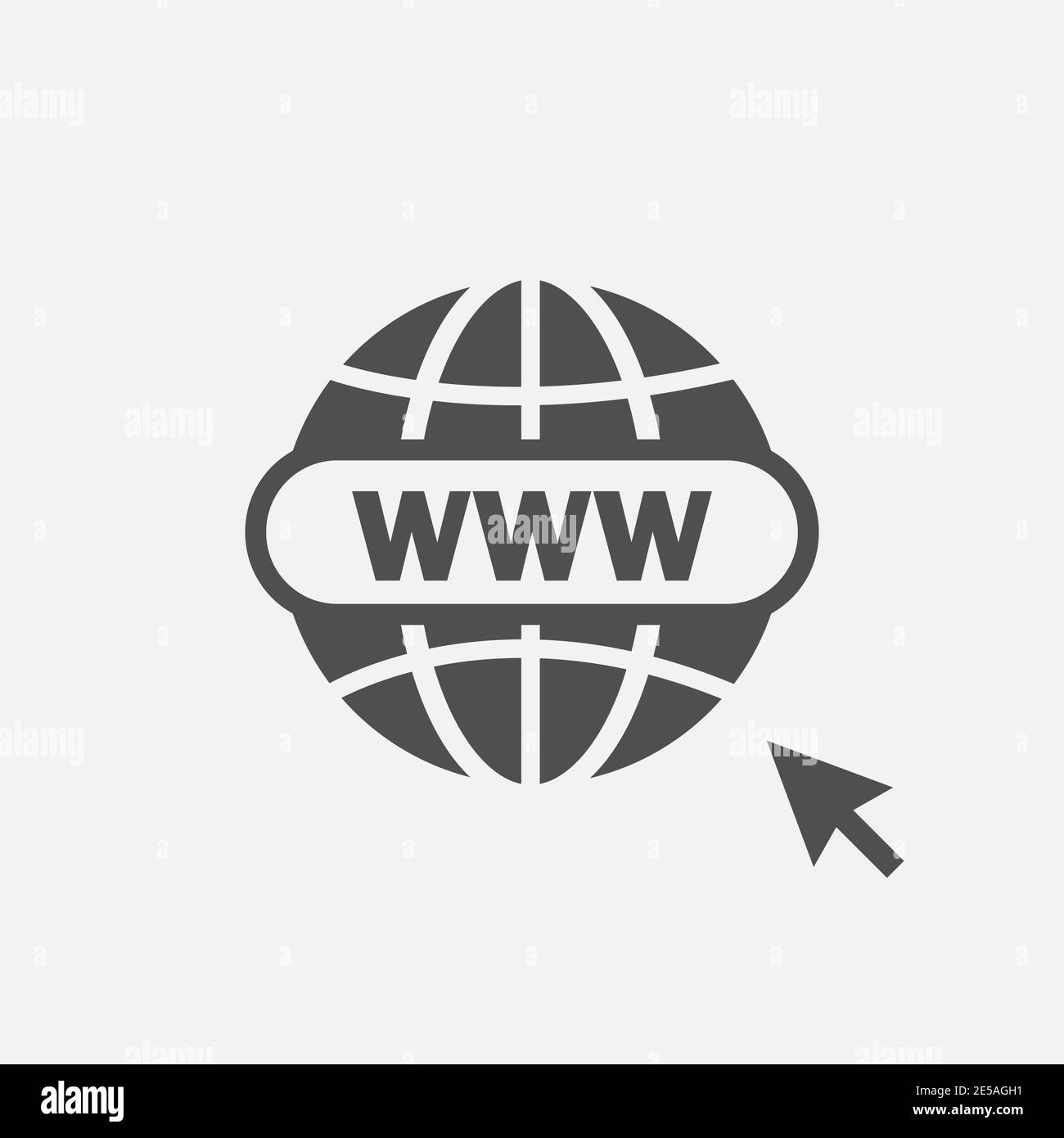 Icône www. Icône du site Web. Icône www avec curseur à main de style plat Illustration de Vecteur