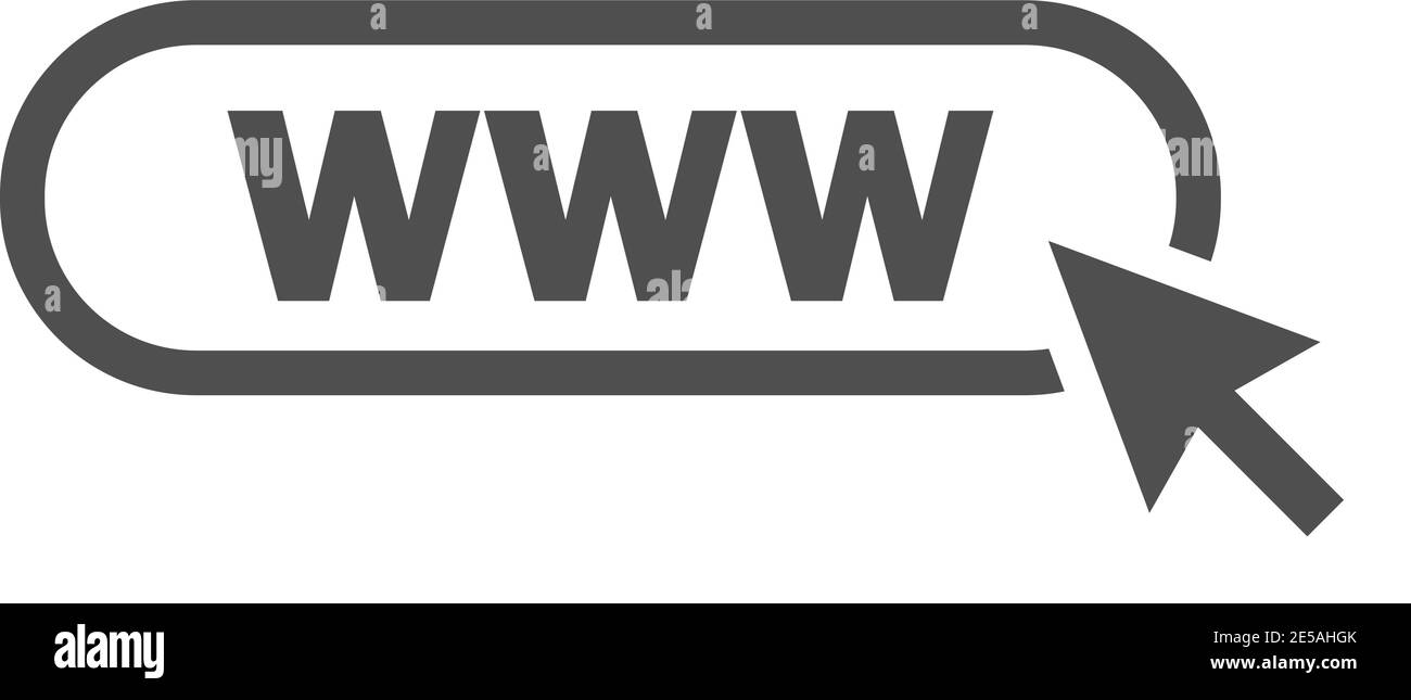 Icône www. Icône du site Web. Icône www avec curseur à main de style plat Illustration de Vecteur