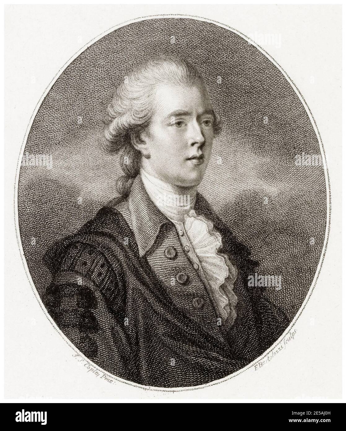 William Pitt le jeune (1759-1806), premier ministre britannique 1783-1801 et 1804-1806, portrait gravé par Francesco Bartolozzi d'après John Singleton Copley, 1789 Banque D'Images