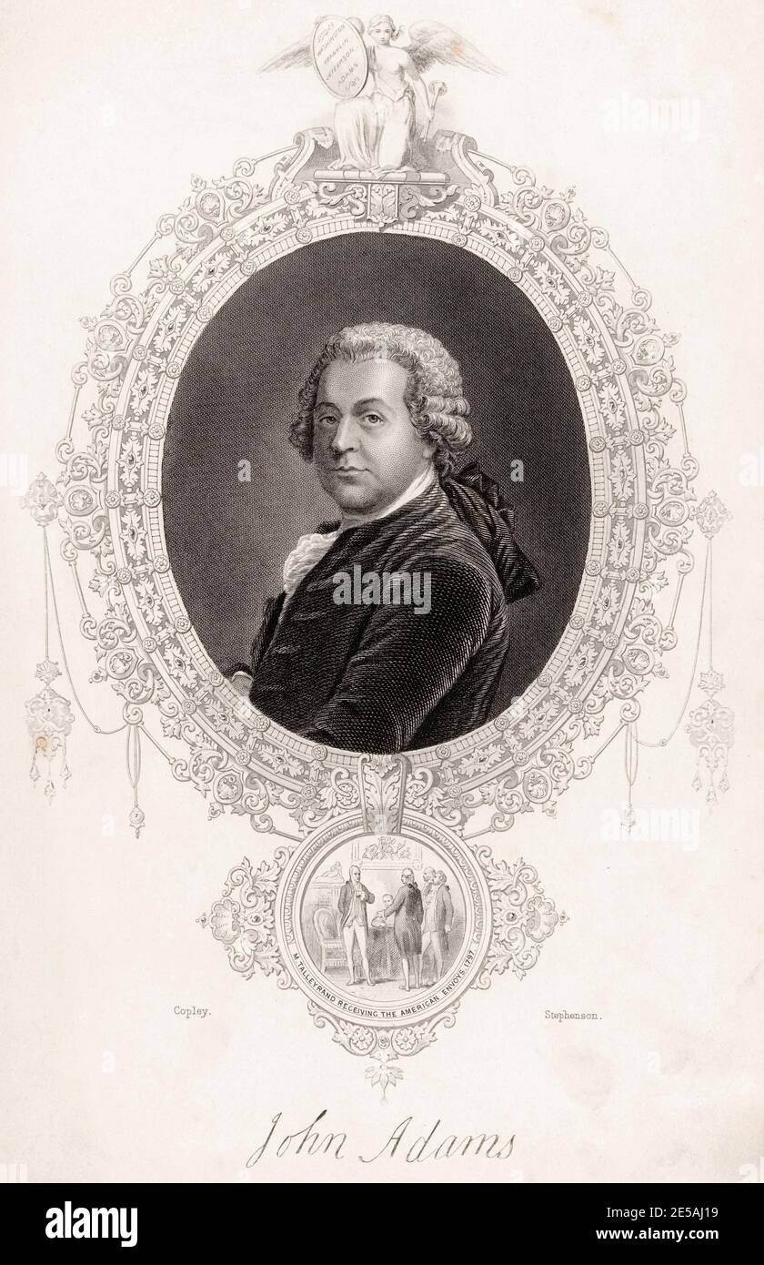 John Adams (1735-1826), homme d'État américain et père fondateur, 2e président des États-Unis, portrait gravé par Stephenson après John Singleton Copley, 1797-1849 Banque D'Images