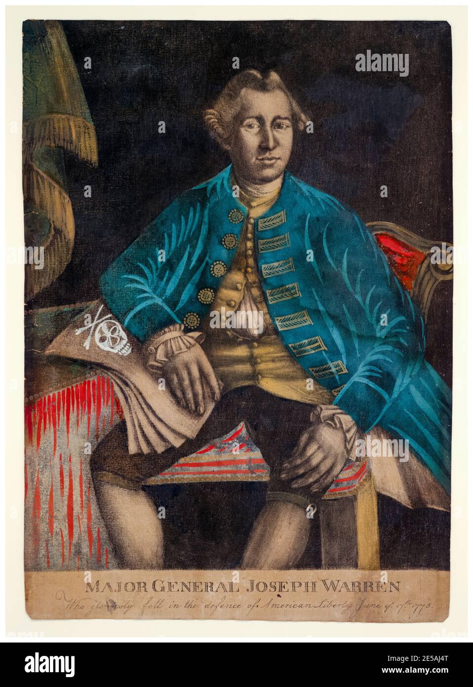 Major général Joseph Warren (1741-1775), American Physician and Patriot, portrait imprimé par Joseph Hiller Sr (peut-être) après John Singleton Copley, vers 1776 Banque D'Images
