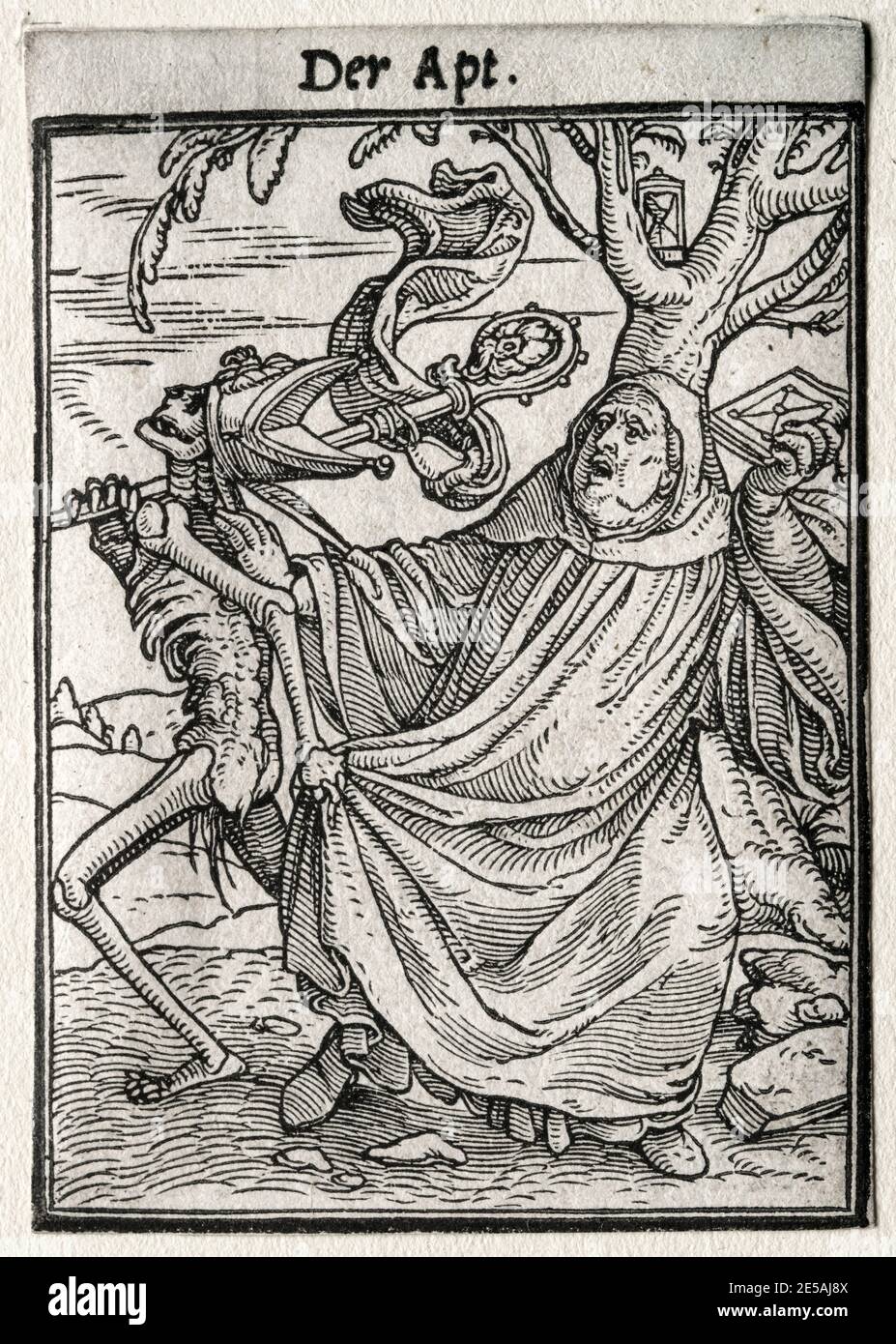 Hans Holbein le plus jeune, danse de la mort : l'Abbé, imprimé bois, vers 1526 Banque D'Images