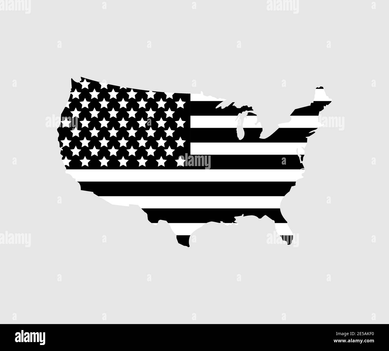 carte des etats-unis avec drapeau des etats-unis en noir sur fond gris. design plat. Eps10 Illustration de Vecteur