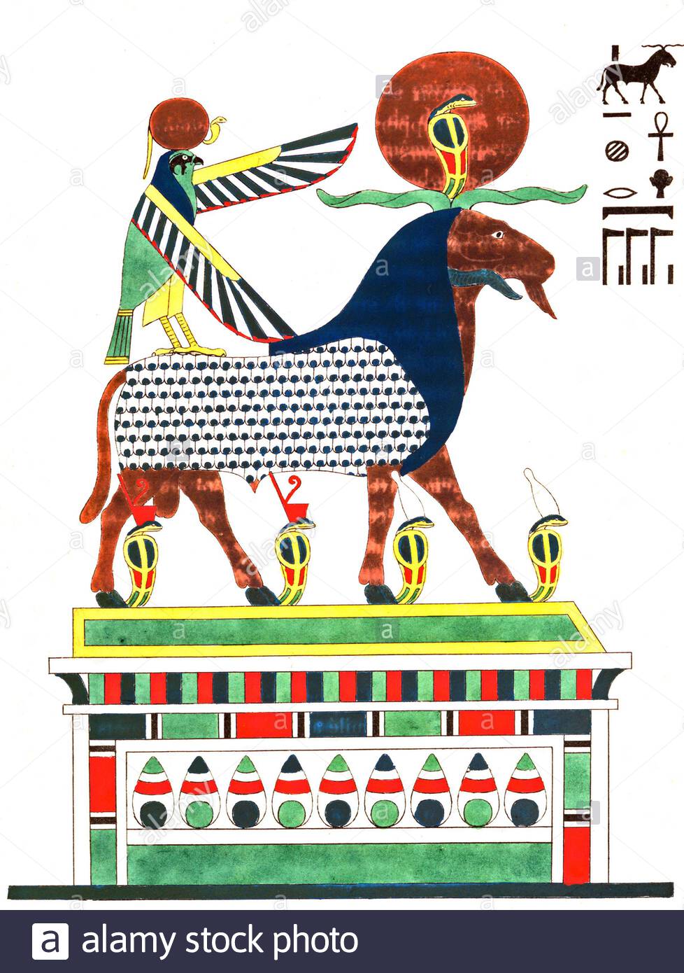 Égypte ancienne, Amon-Ra, illustration ancienne de 1823 Banque D'Images