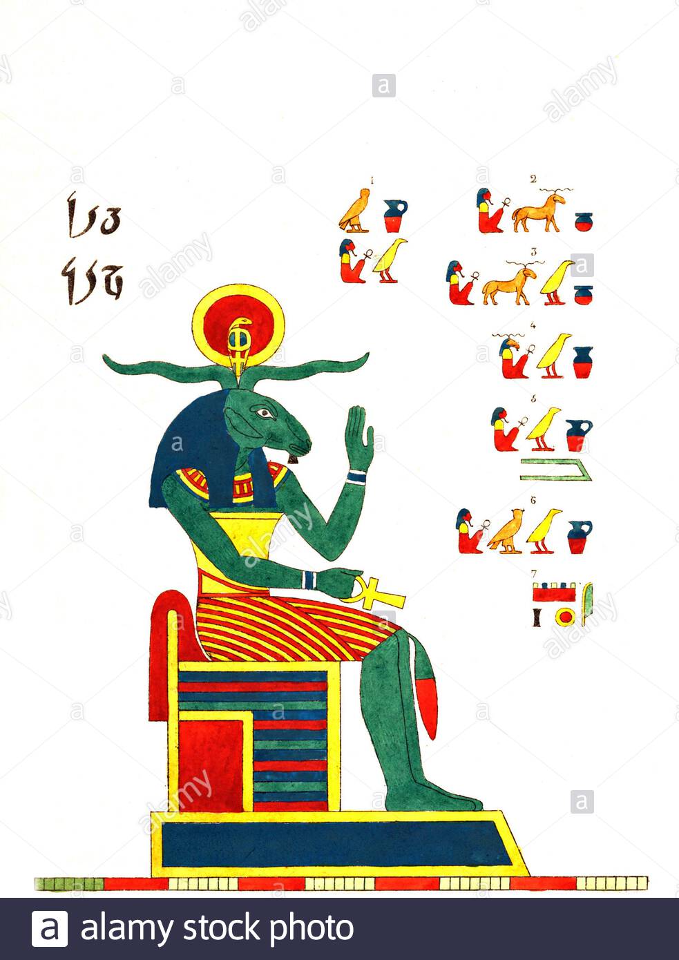 Égypte ancienne, Khnemu, illustration ancienne de 1823 Banque D'Images