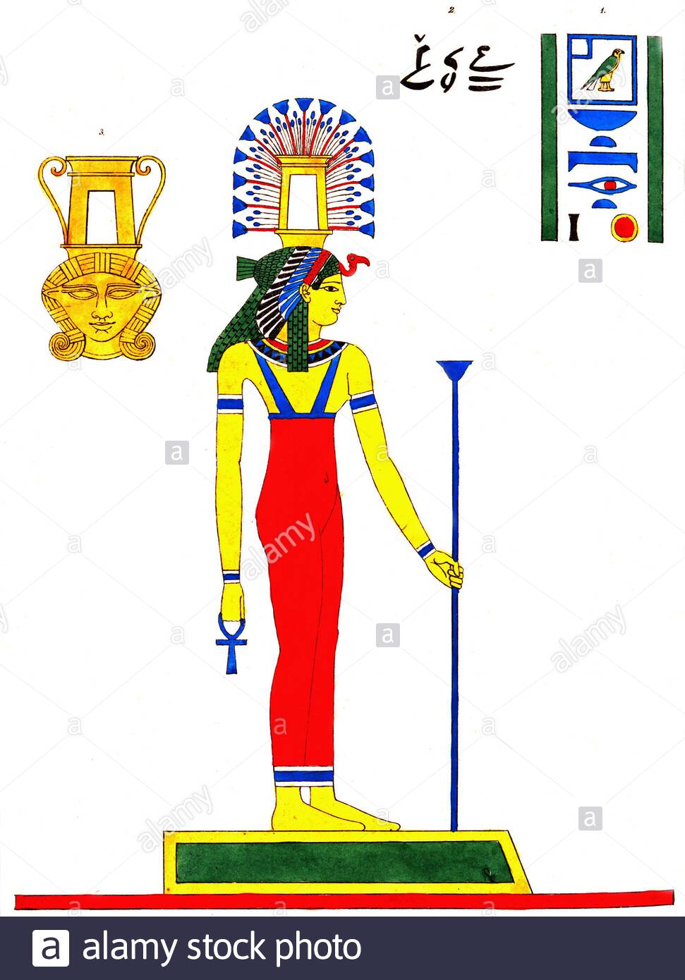 Ancienne Égypte, Hathor, illustration ancienne de 1823 Banque D'Images