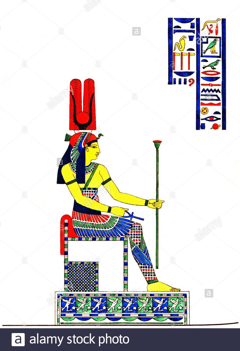 Ancienne Égypte, Hathor, illustration ancienne de 1823 Banque D'Images