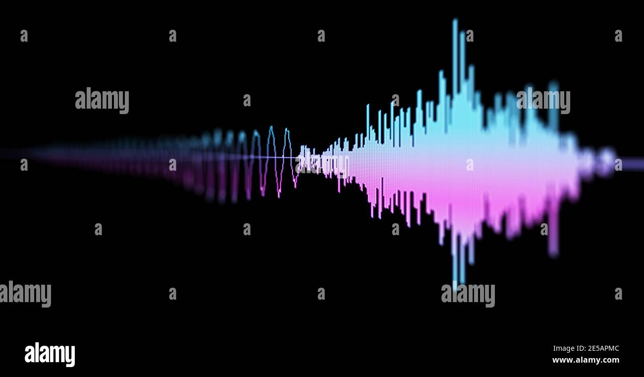 Gros plan macro d'image de Seismic, bourse et schéma d'onde audio sonore. Flou, DDL. Banque D'Images