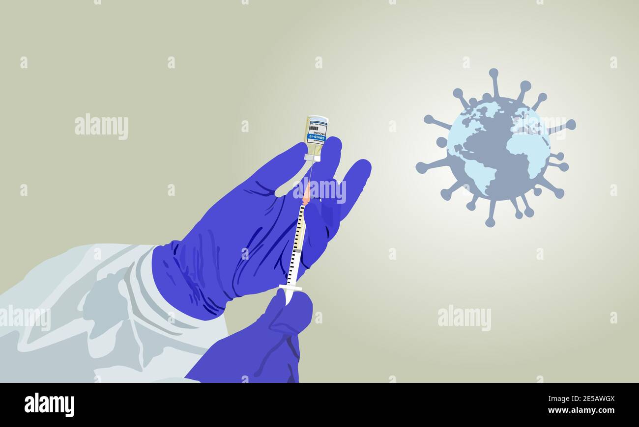 Le vaccin COVID-19 espère mettre fin à l'épidémie. Les médecins se préparent à vacciner le monde contre l'épidémie de coronavirus. Banque D'Images