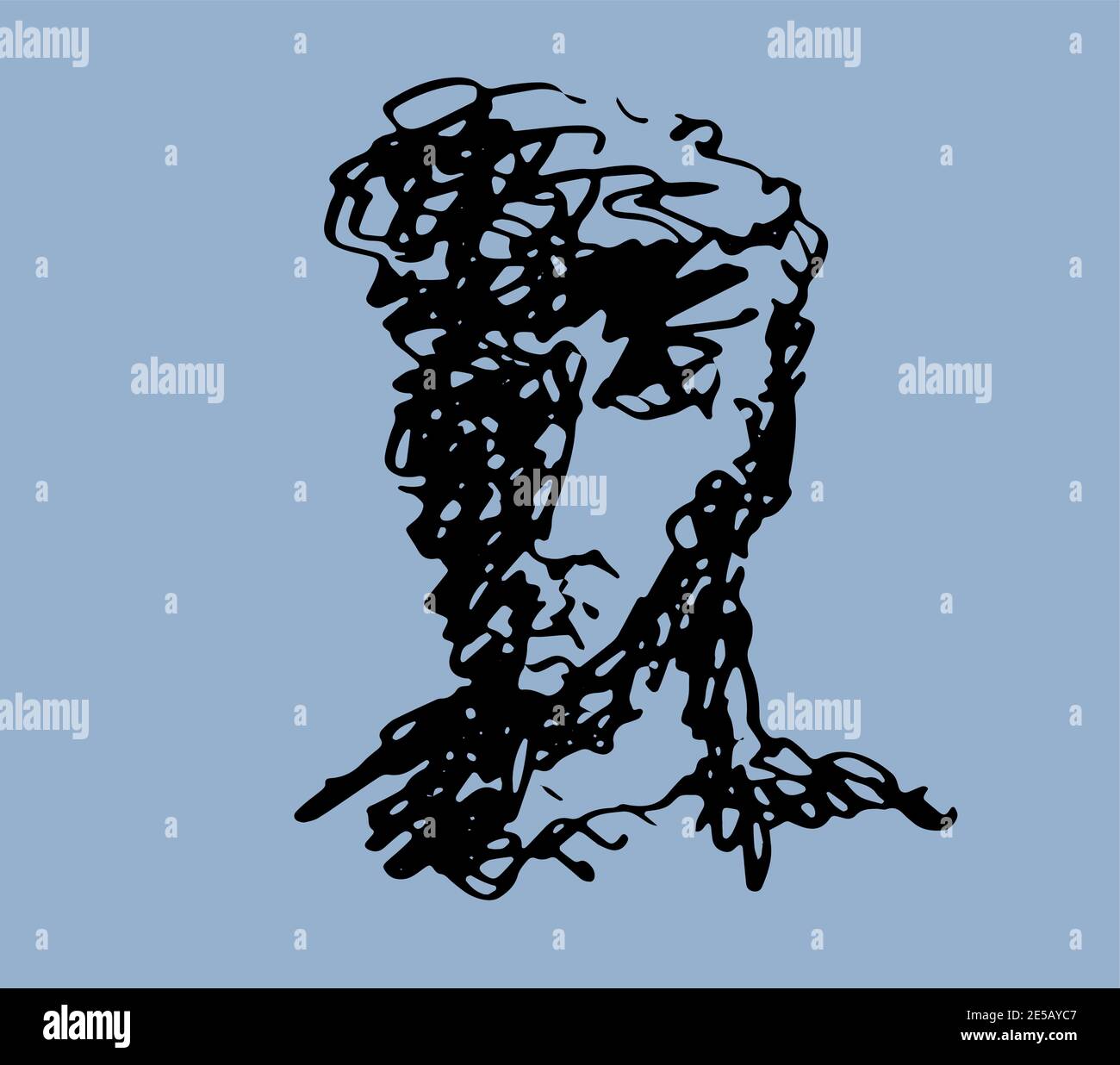 Art de visage, portrait d'un homme avec une barbe, un marin Illustration de Vecteur