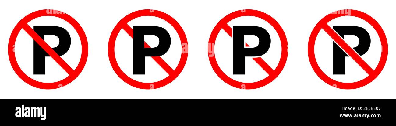 Pas de panneau de stationnement. Il est interdit de se garer. Interdiction de stationnement. Panneau rond rouge STOP ou Ban avec icône de stationnement. Illustration vectorielle. Illustration de Vecteur