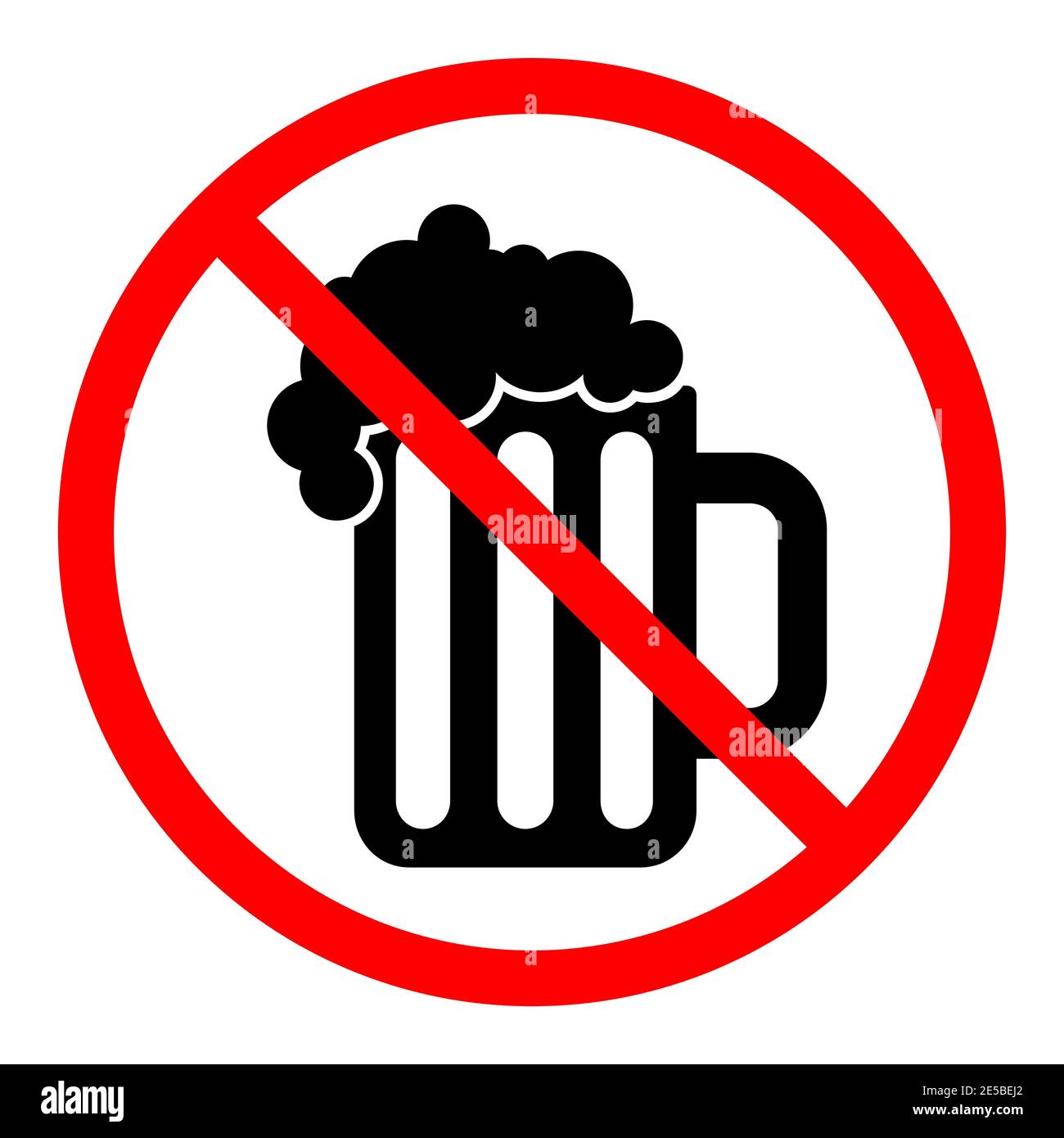 Panneau d'interdiction de bière. L'alcool est interdit. Panneau rond rouge  STOP ou Ban avec icône des verres à bière. Illustration vectorielle. Signe  interdit Image Vectorielle Stock - Alamy